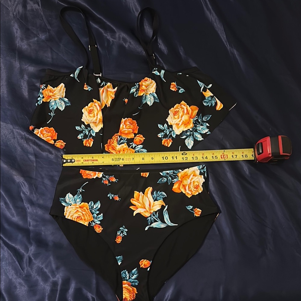 Craft Black and Orange Floral Bikini